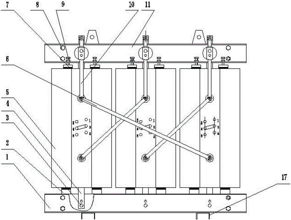 Resin casting coil dry-type transformer structure and assembling method thereof