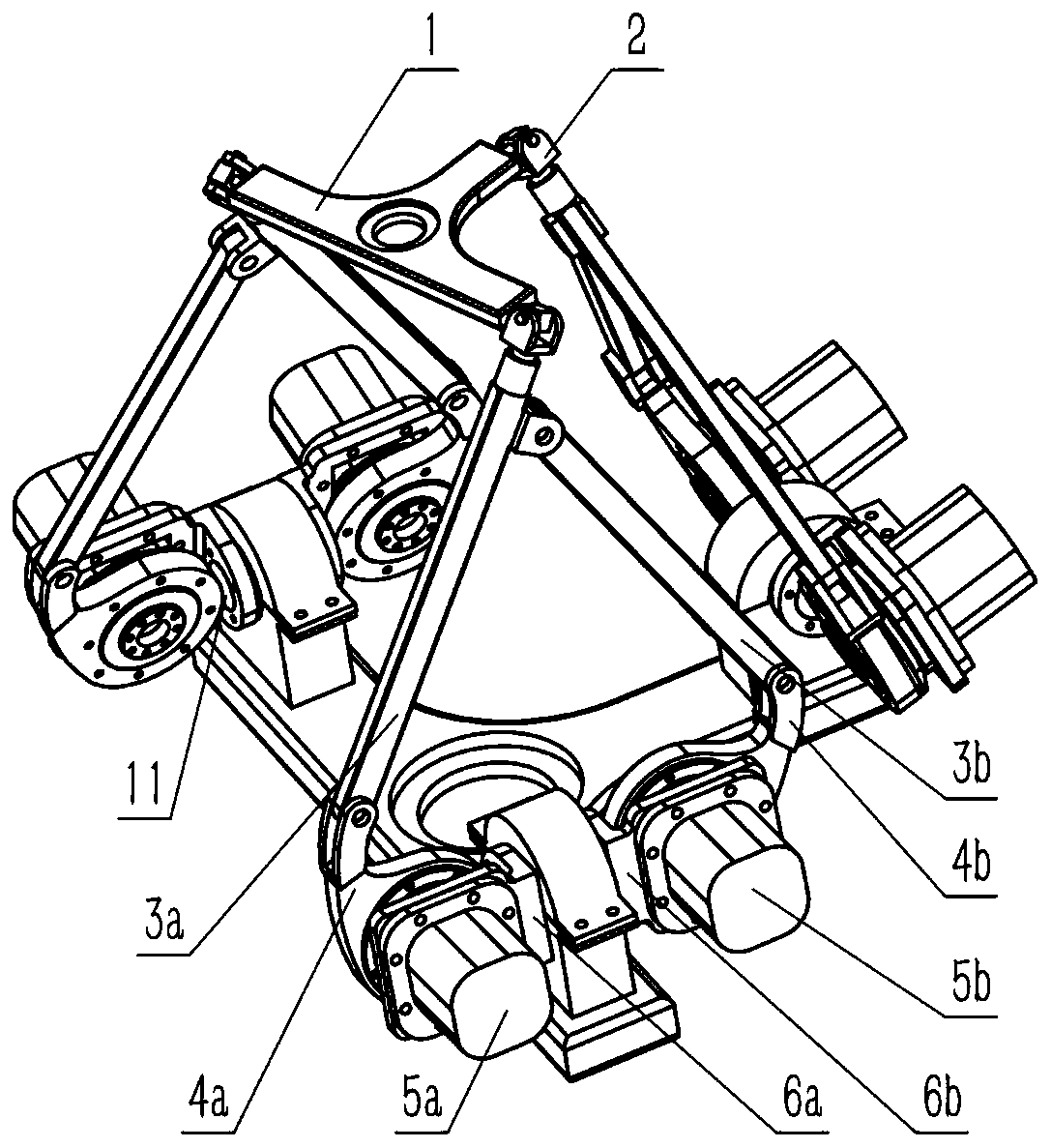 Six-freedom-degree parallel robot mechanism