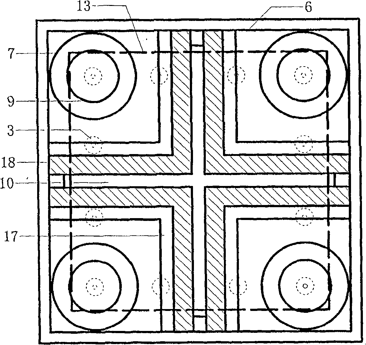 Three-way shock-absorbing stand with variable rigidity and damping