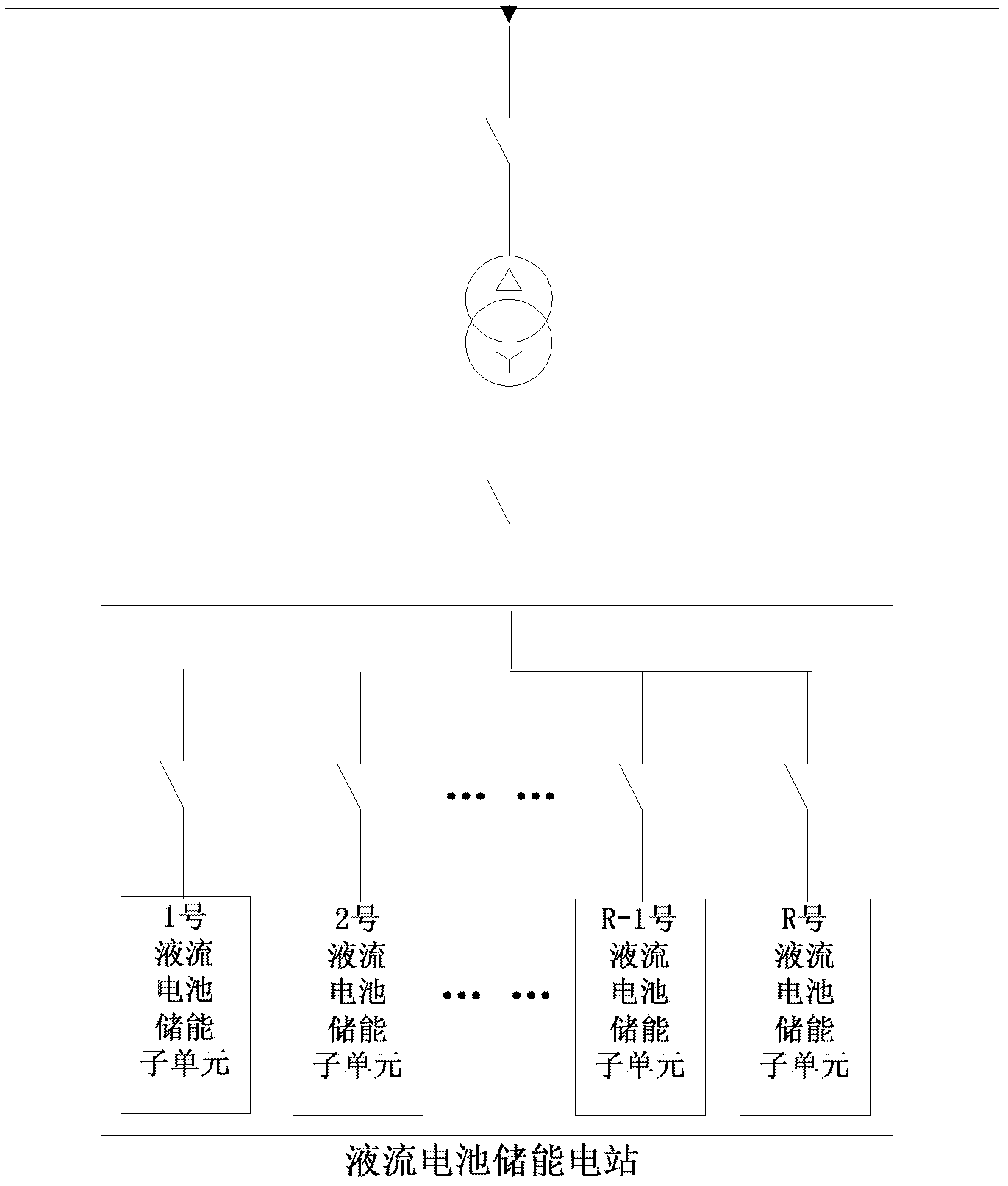 Megawatt liquid flow battery energy storage power station real-time power control method and system thereof