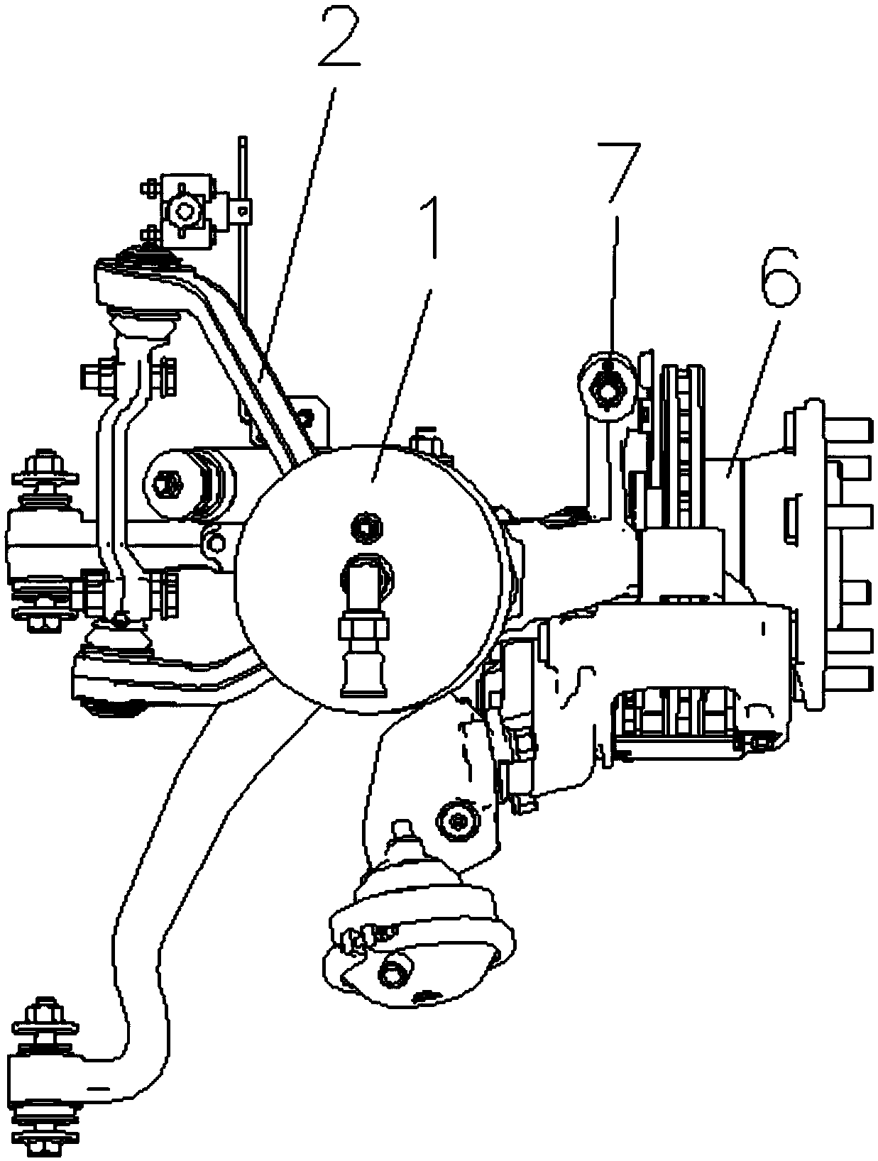 Front independent suspension for pure electric four-wheel-drive bus