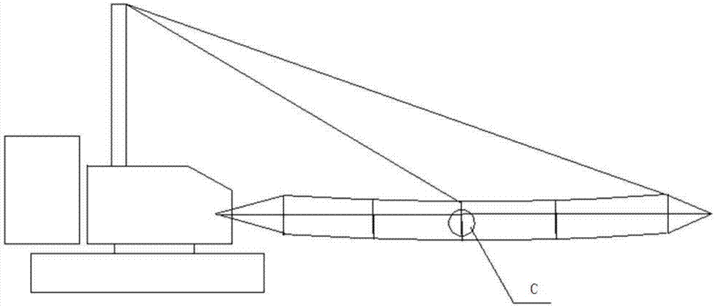 Method and device for online real-time measurement of the lower deflection of the middle section of the boom