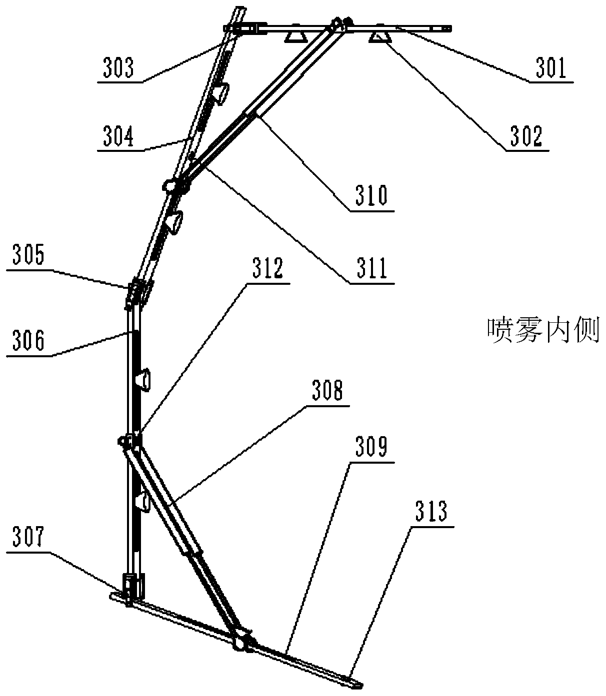 Profiling intelligent spraying device and method suitable for citrus garden