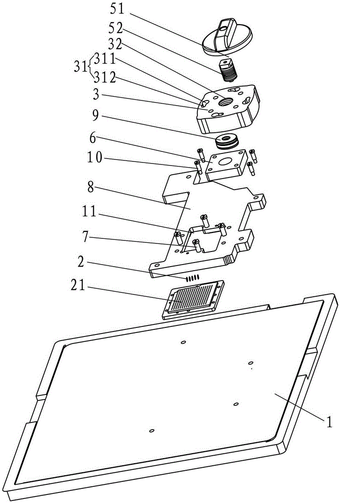 A rotary buckle type electronic chip detection fixture