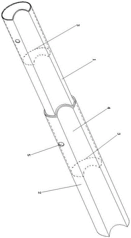 Outer support deformation structure Umbrella handle lined with copper tube