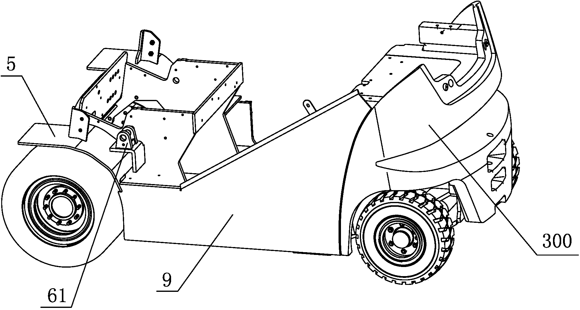 Forklift body platform of large-tonnage electric forklift