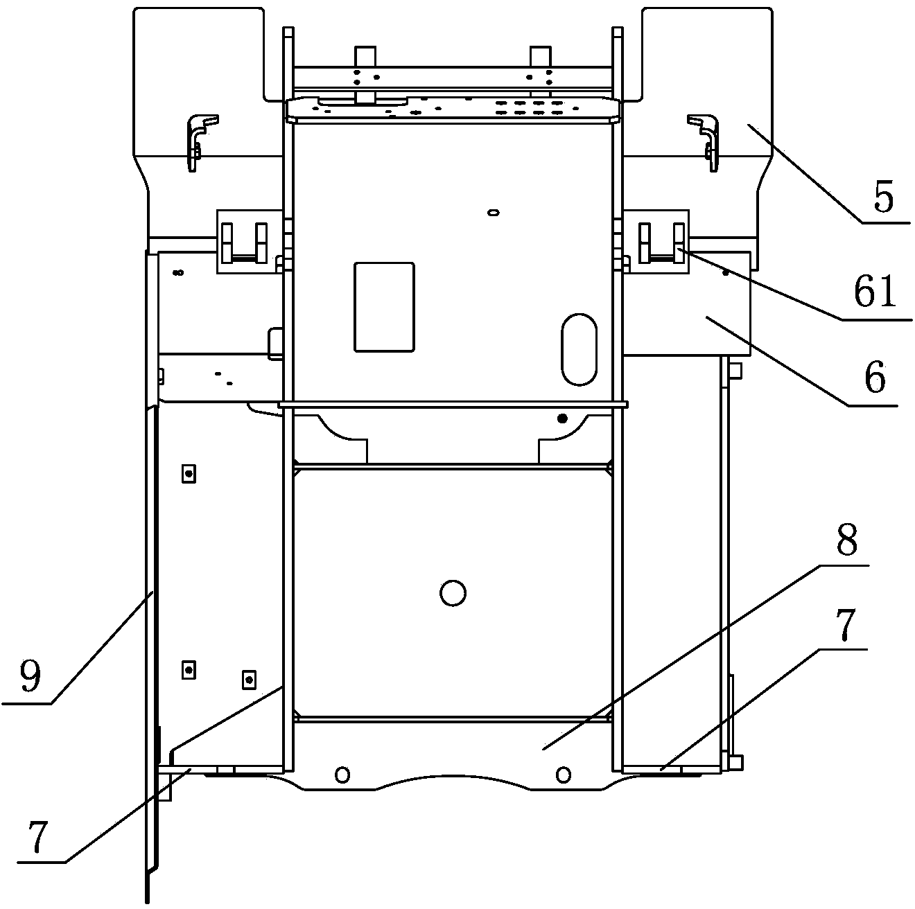 Forklift body platform of large-tonnage electric forklift