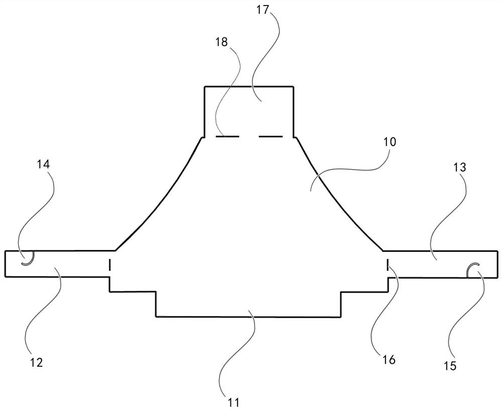 A clamping head capable of improving the air permeability of medical flat masks