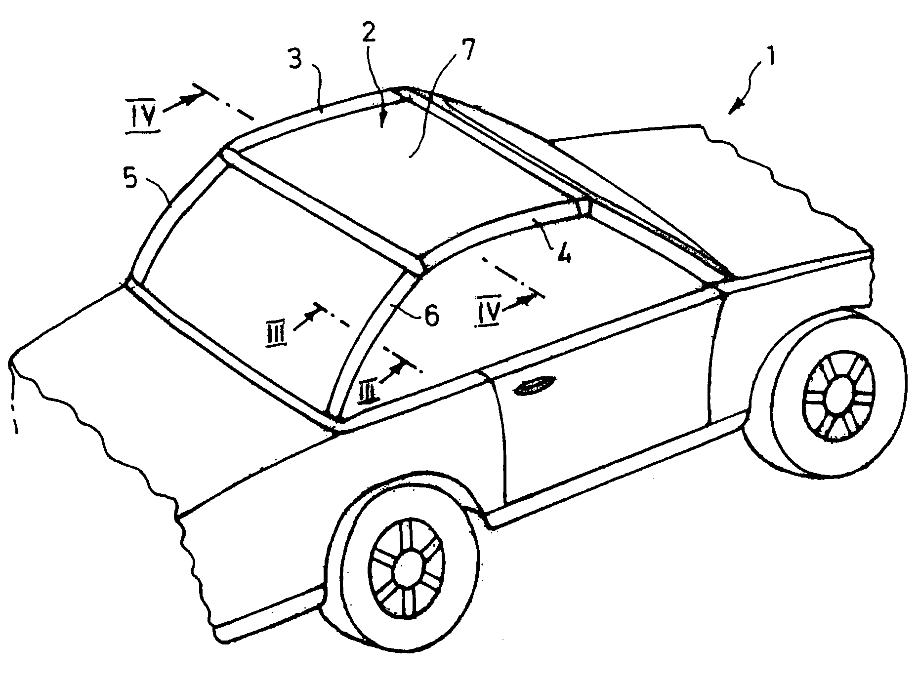 Folding top of a convertible automobile