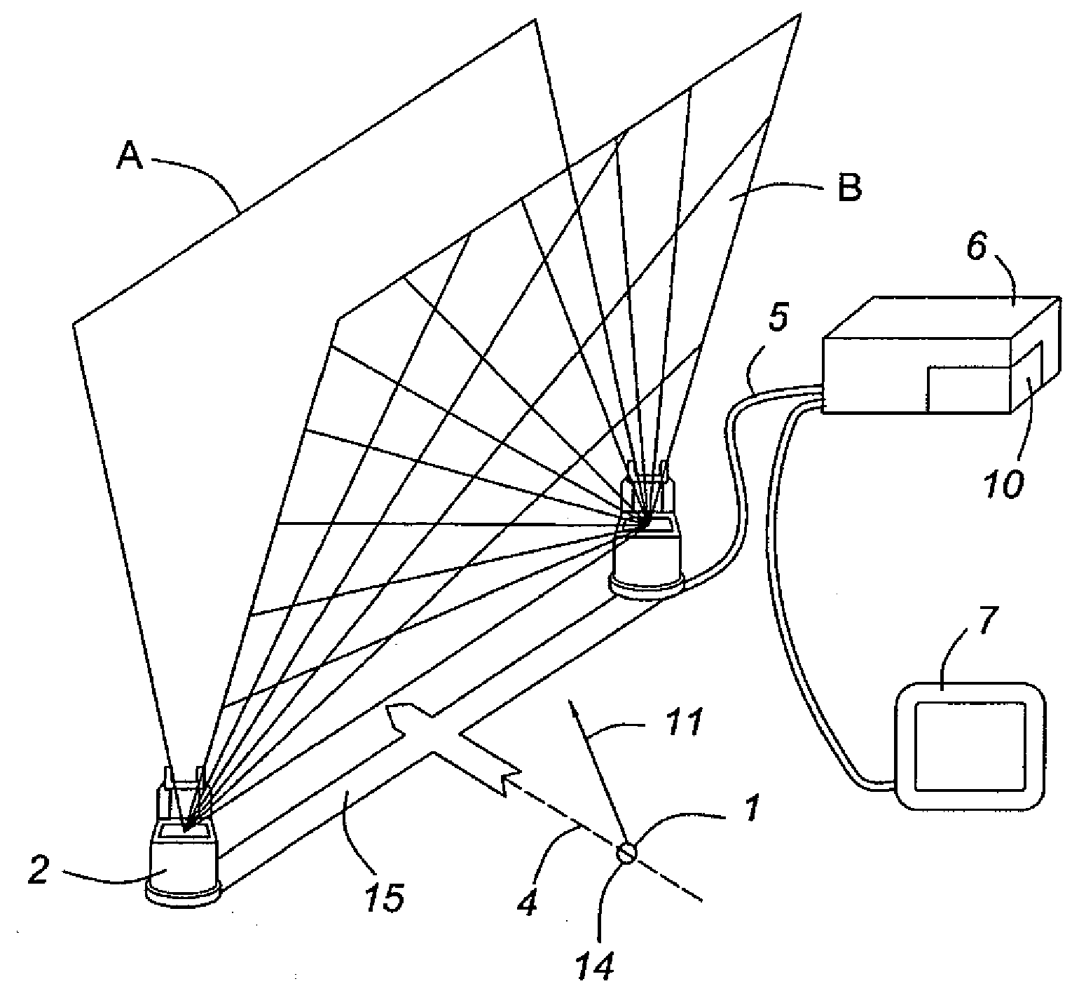 Method and apparatus for locating the trajectory of an object in motion