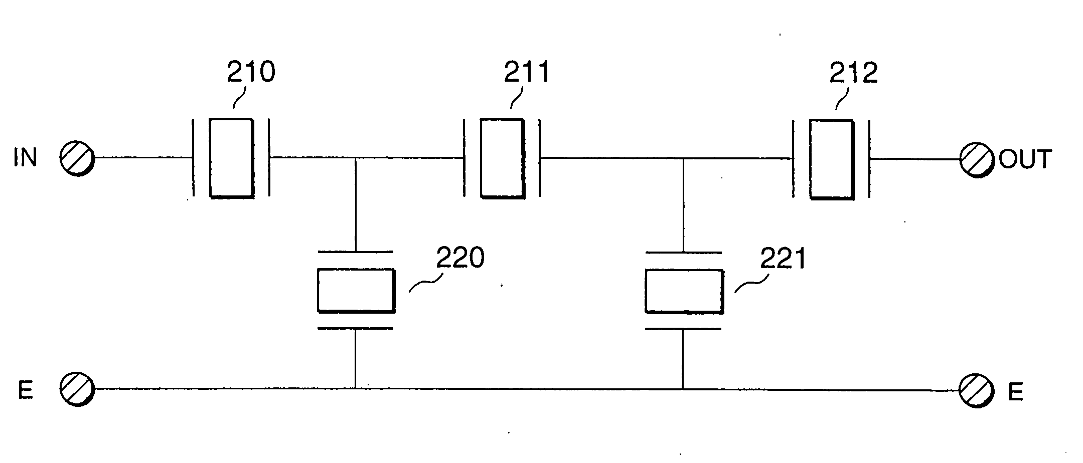 Transmitting filter including saw resonators