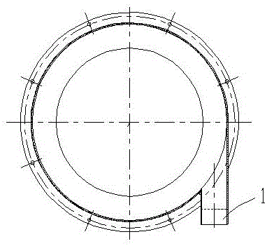 Self-vibrating type material clearing tube device for housing stretching-out section of material-pushing centrifugal machine