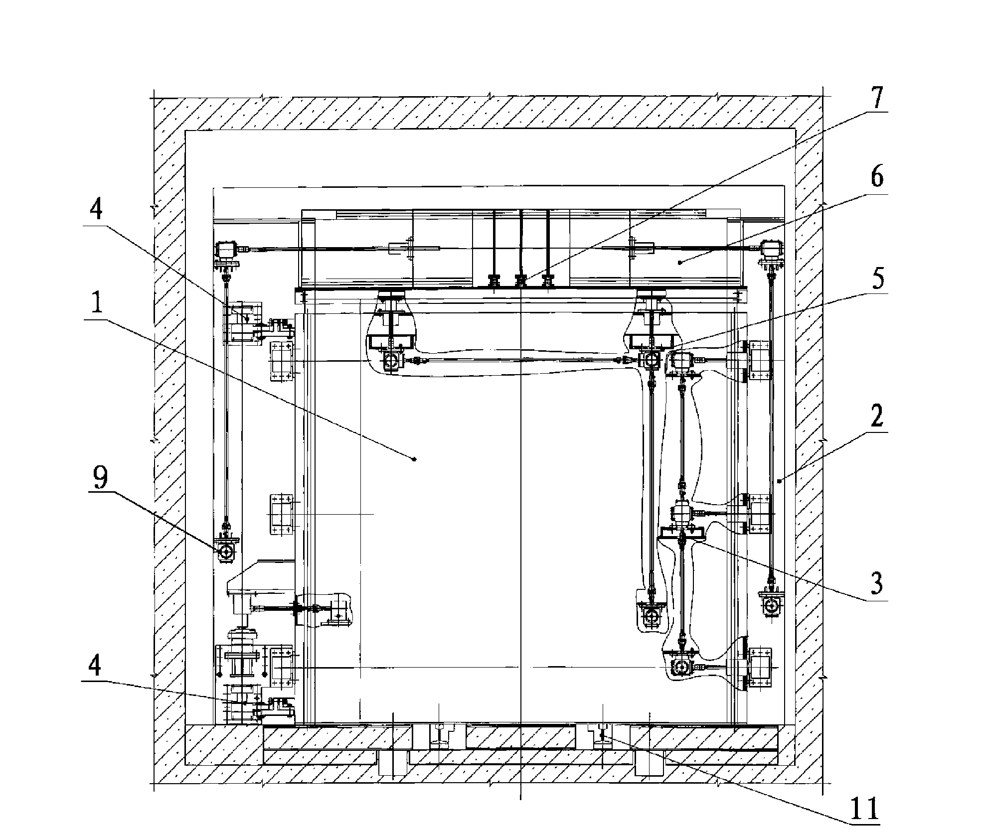 Upper rigidity contact net electric subway integral elevating translational type interval partition door