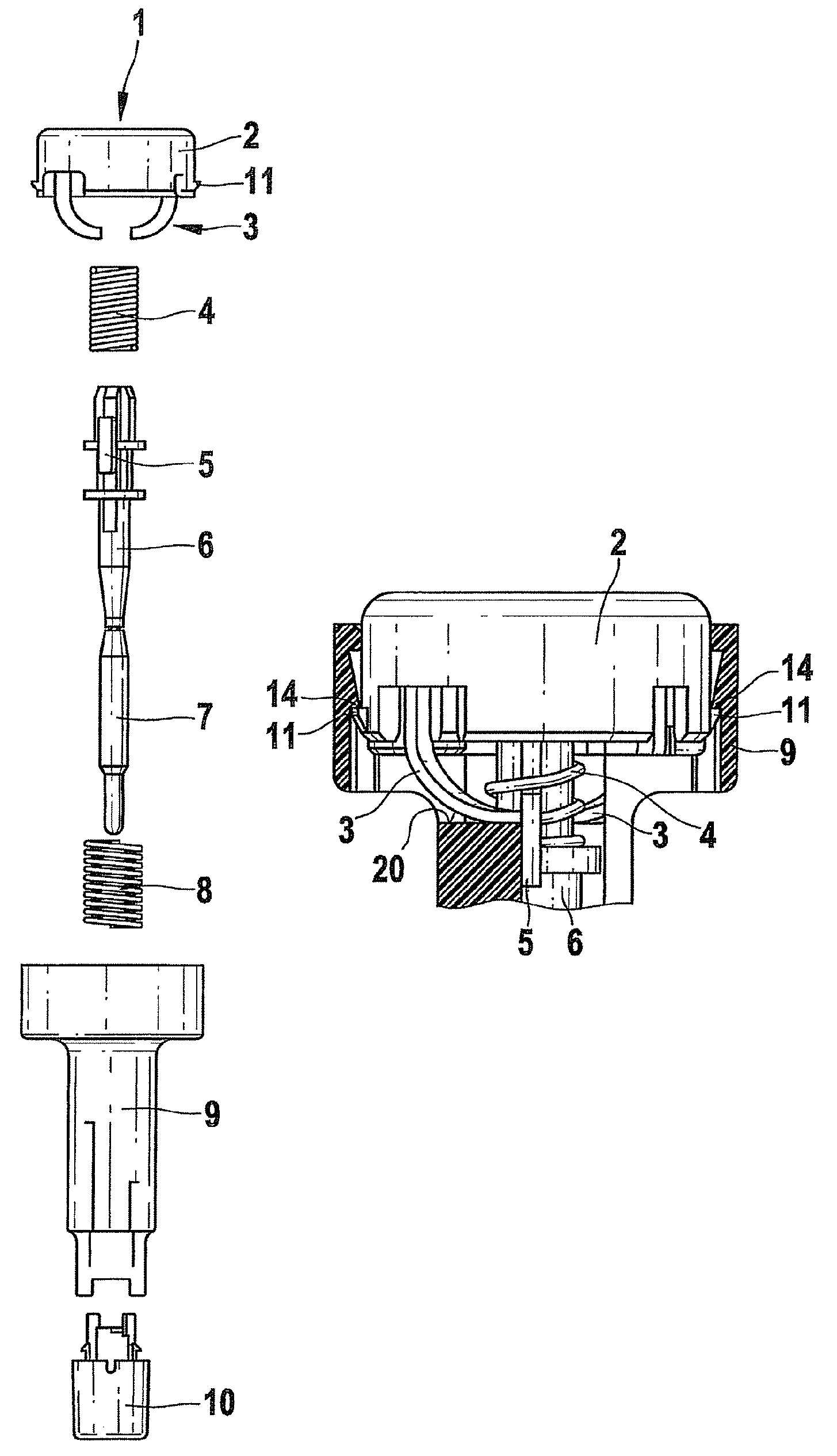 Puncture aid with protection against reuse