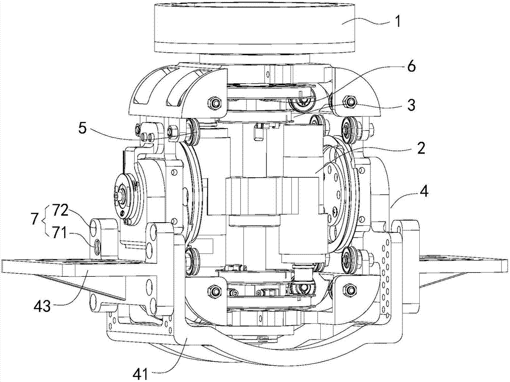 Stable platform with differential structure based on flexible cable transmission