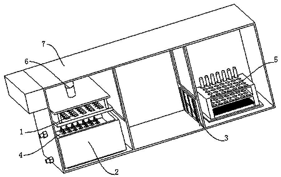 Test tube cleaning, drying and storing machine