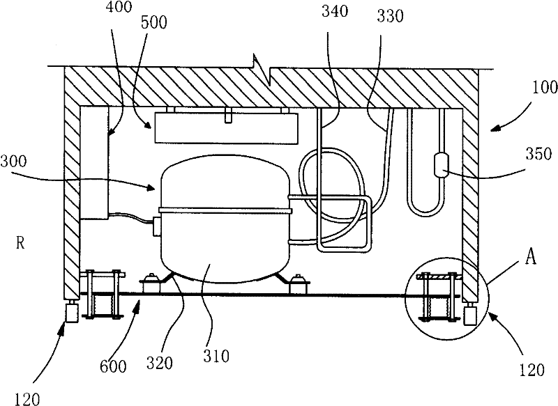 Vibration damping device used for wine refrigerator