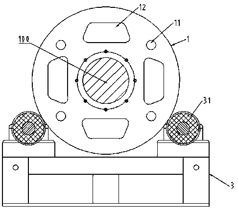 Stator winding glue spray positioning support turntable and stator winding glue spray method