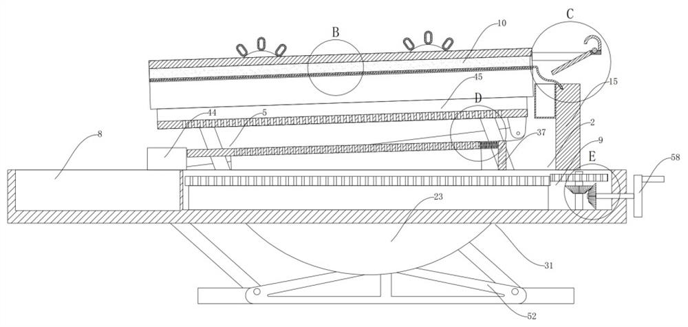 Hidden lossless transition type self-resetting dust suppression ore screening machine