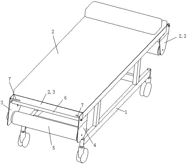 A medical examination bed that prevents bed sheets from drifting