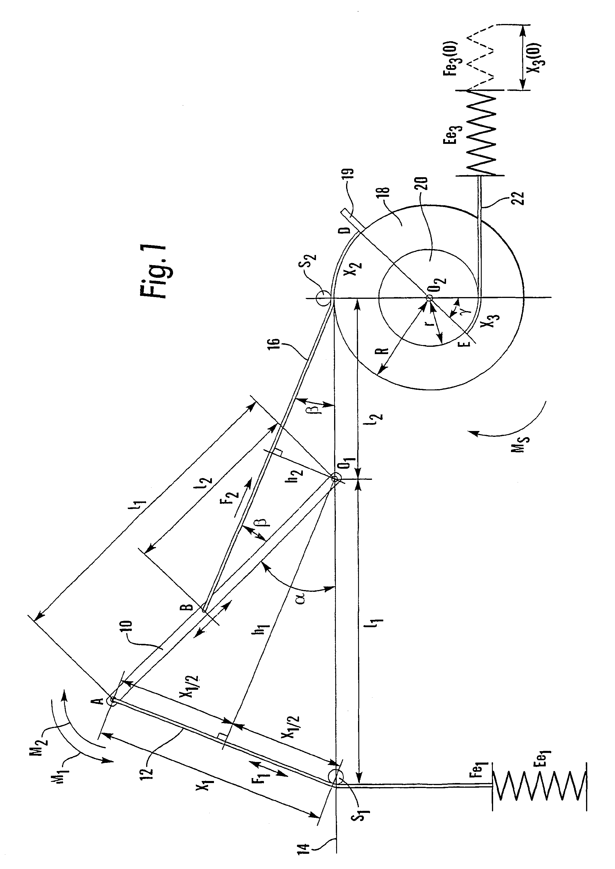 Device for obtaining a predefined linear force