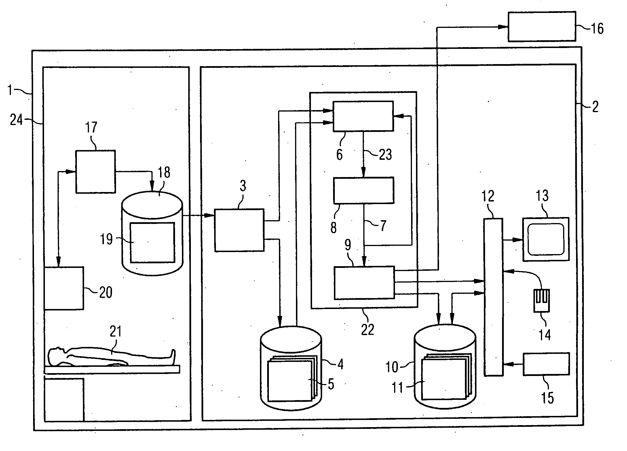 Method for projecting radiological image data into a neuroanatomical coordinate system