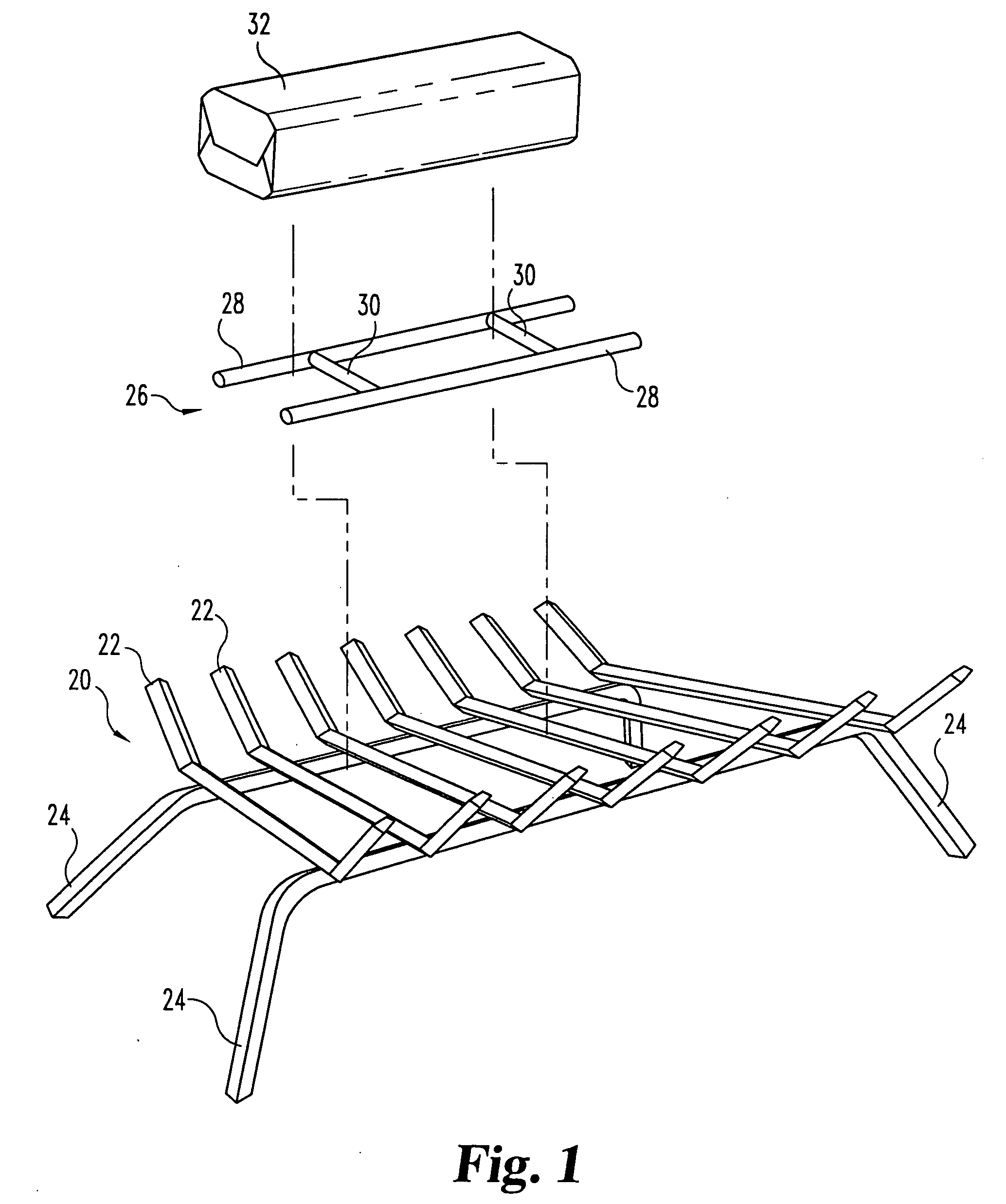 Fireplace grate accessory to increase burn time of synthetic log