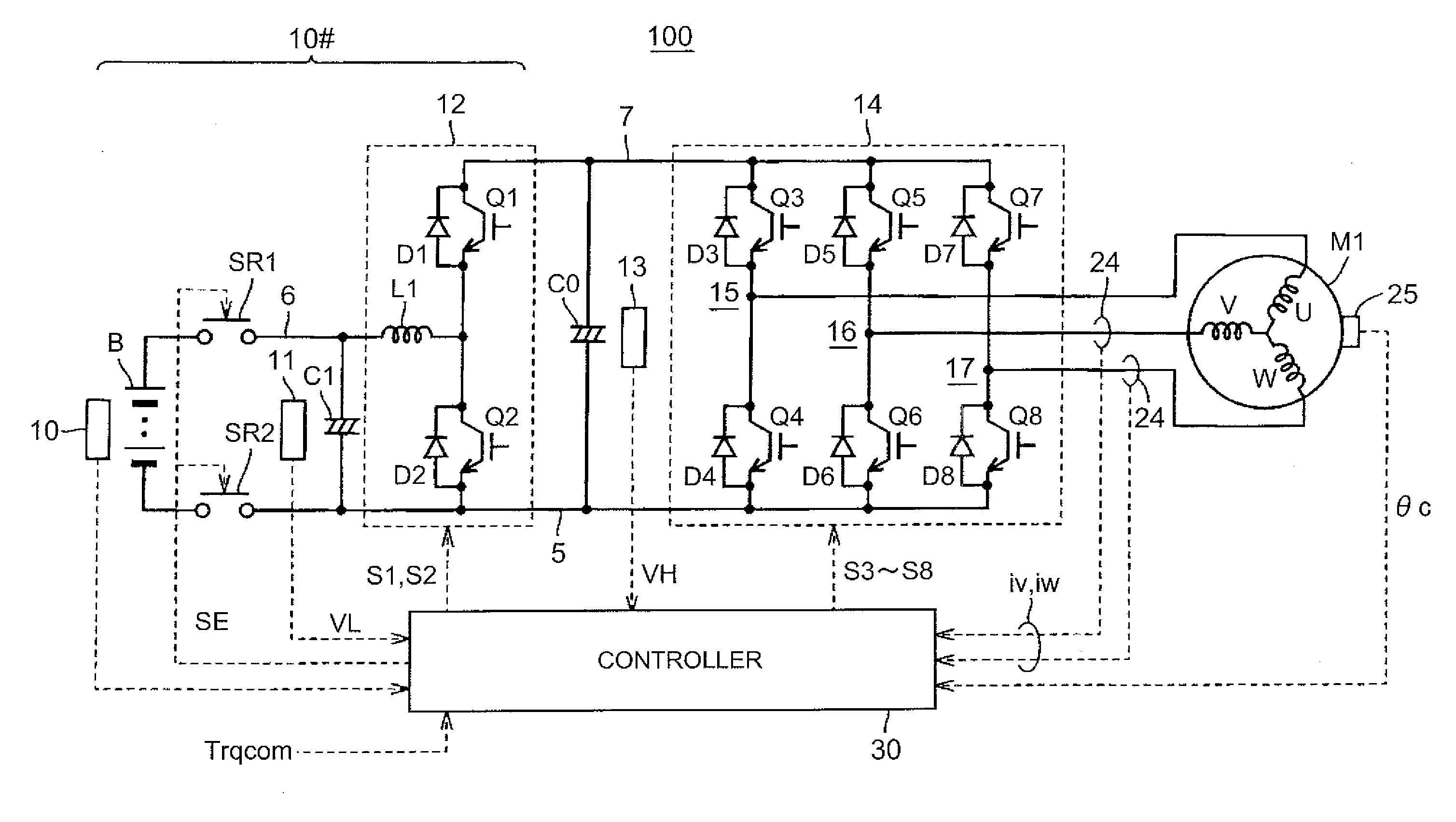 Rotor position estimating device, electric motor control system and rotor position estimating method