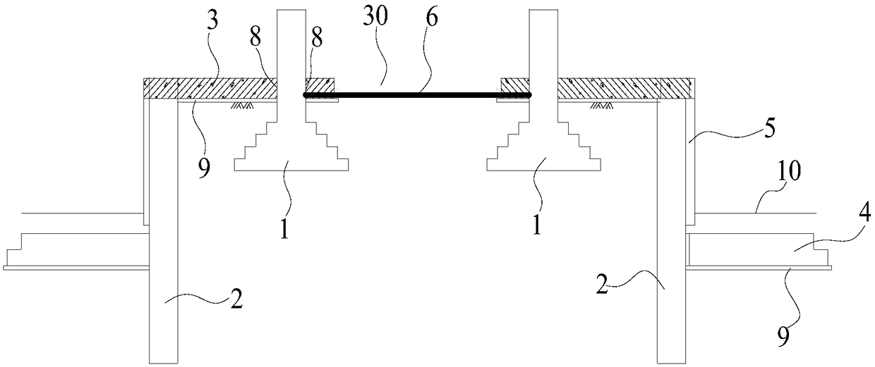 High-rise building foundation strengthening protection structure and construction method thereof