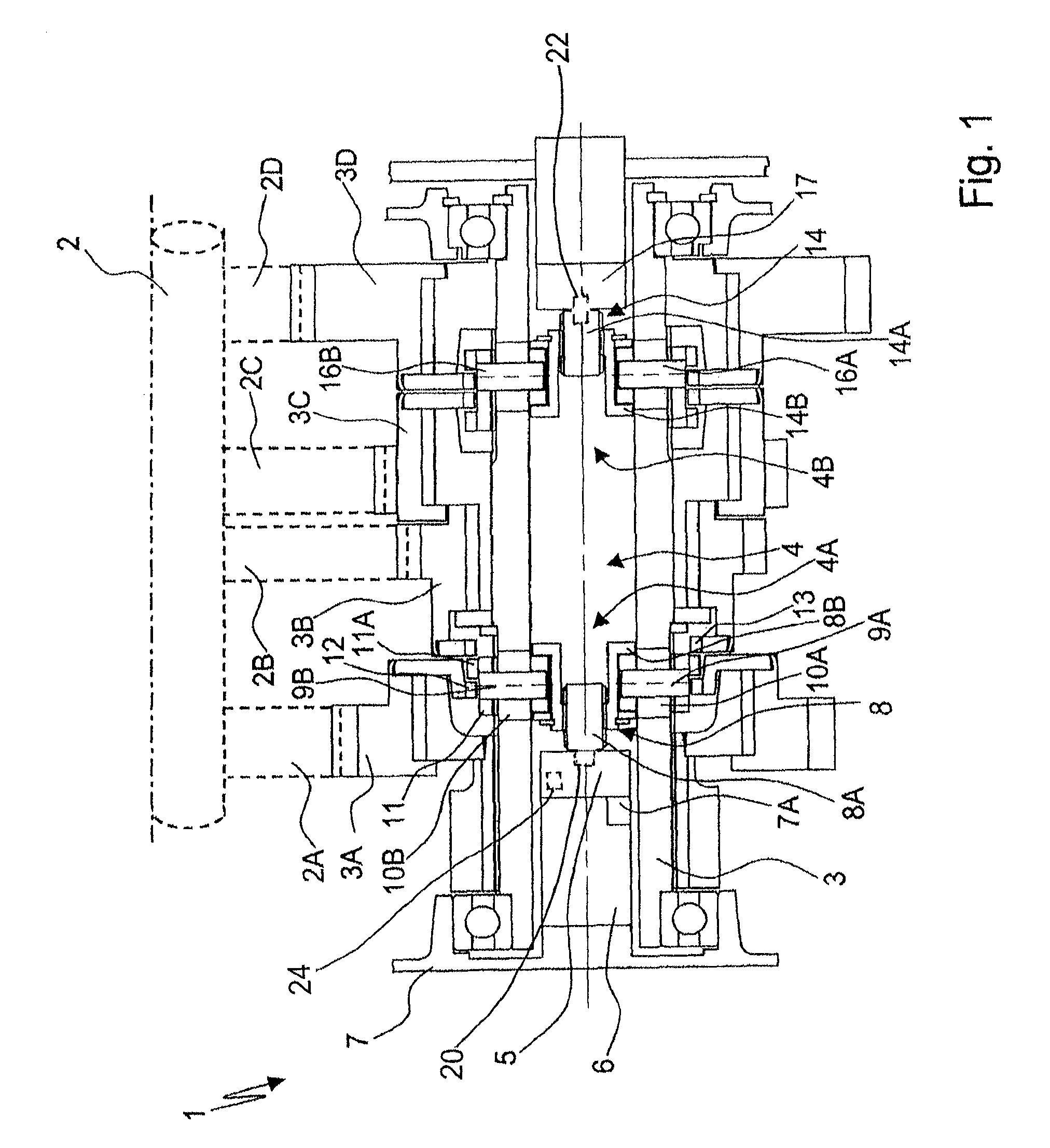 Device for actuating a gearwheel, which is designed as a loose wheel, of a transmission device