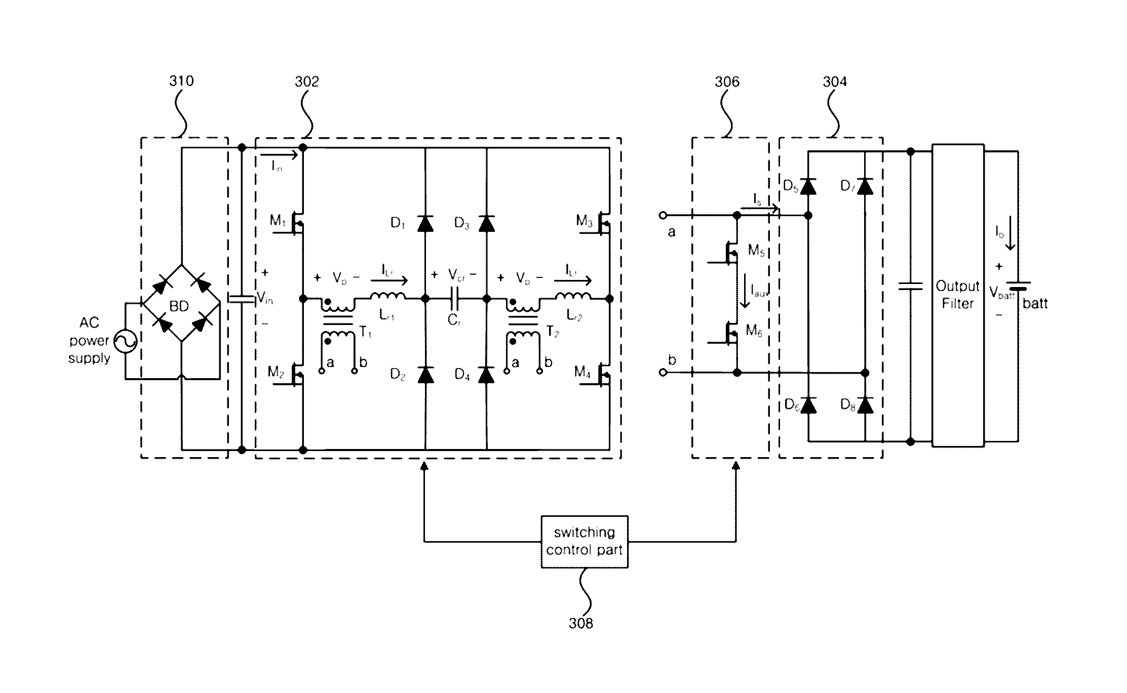 Battery charging device for an electric vehicle