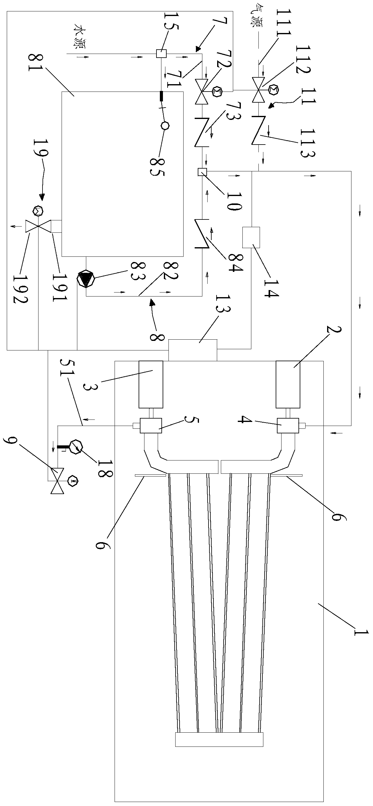 Automatic pressure test machine for horizontal type collector flow channel