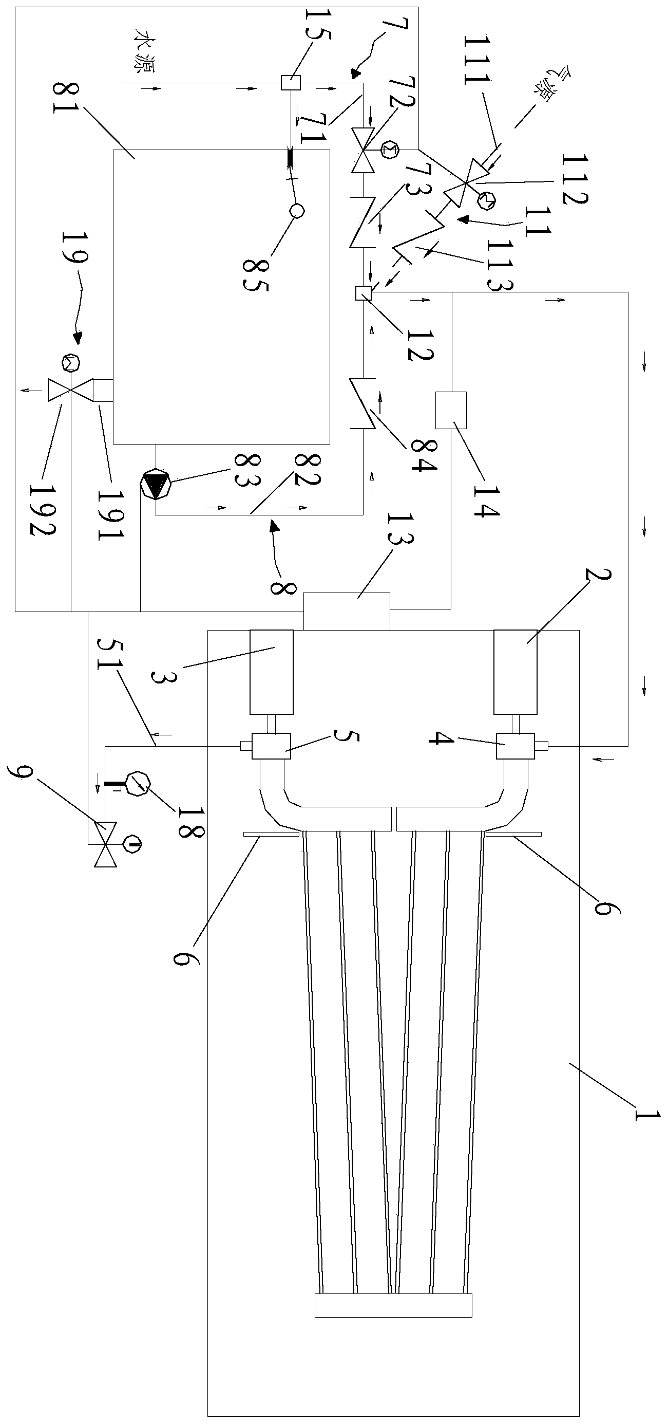 Automatic pressure test machine for horizontal type collector flow channel