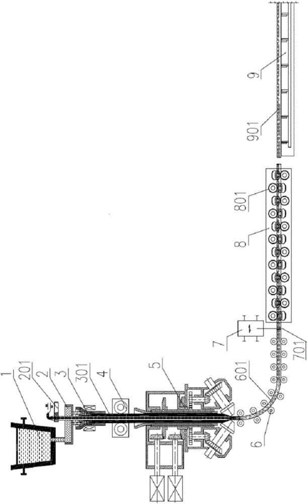 Pipe crystallizer and continuous-casting and continuous-rolling pipe production line