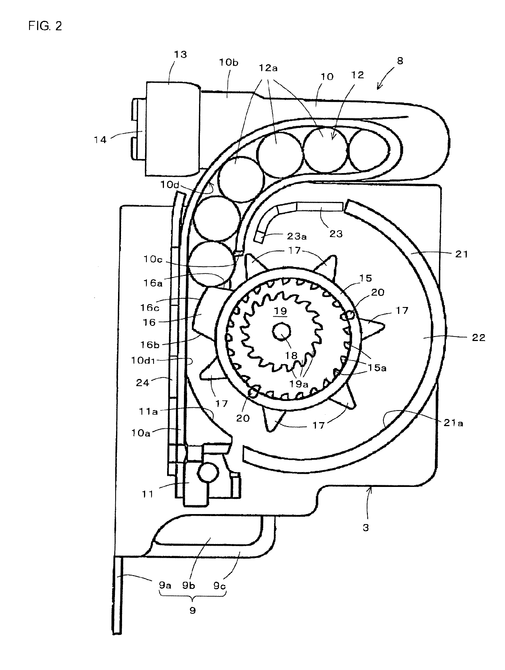 Pretensioner, seatbelt retractor including the pretensioner, and seatbelt apparatus including the seatbelt retractor