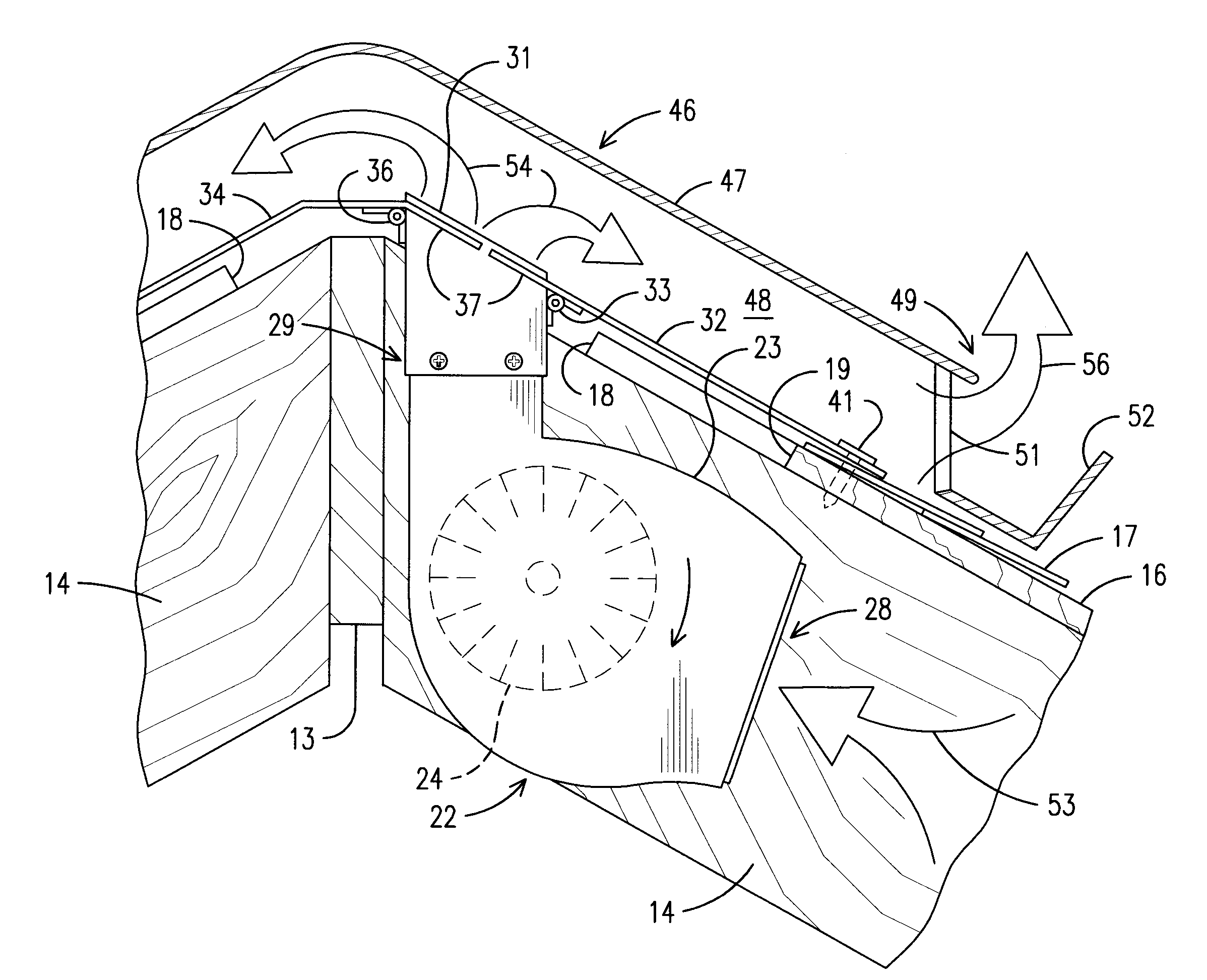 Ridge Vent with Powered Forced Air Ventilation