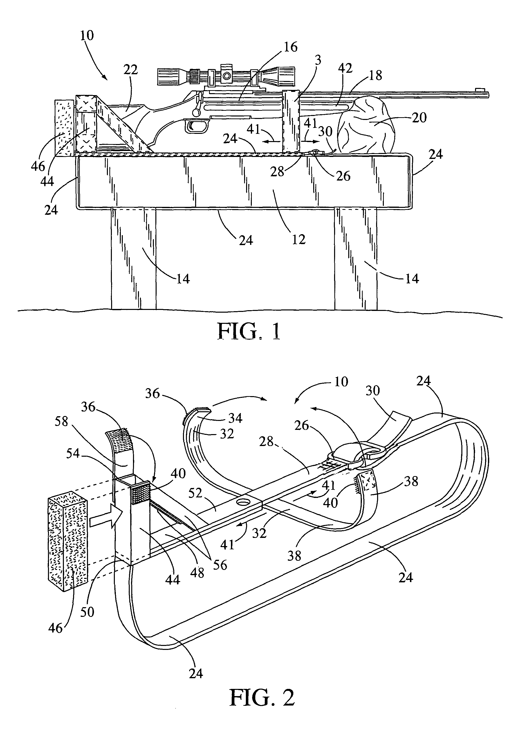 Rifle recoil absorbing strap assembly