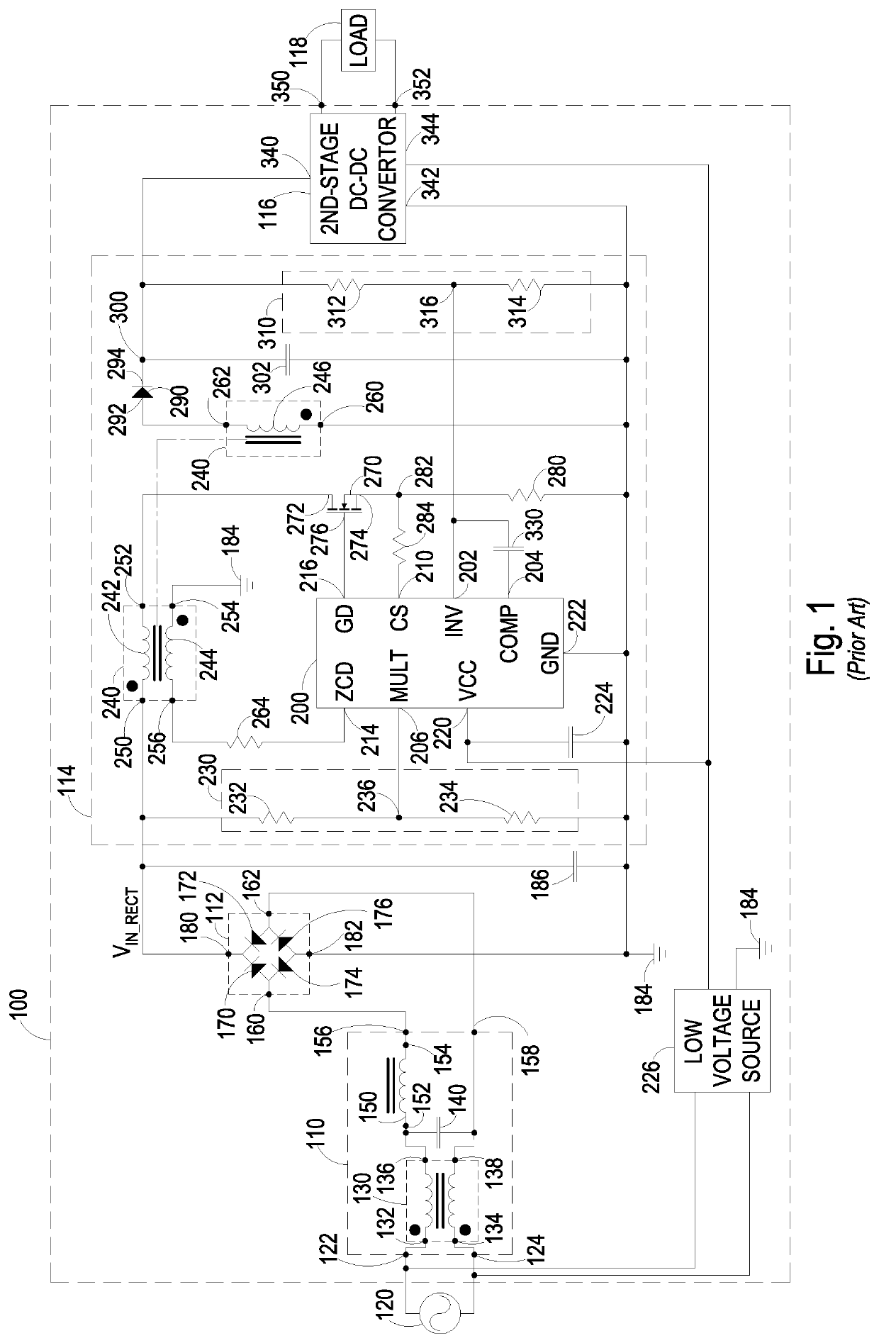 Flyback converter with multiplier signal control circuit and method