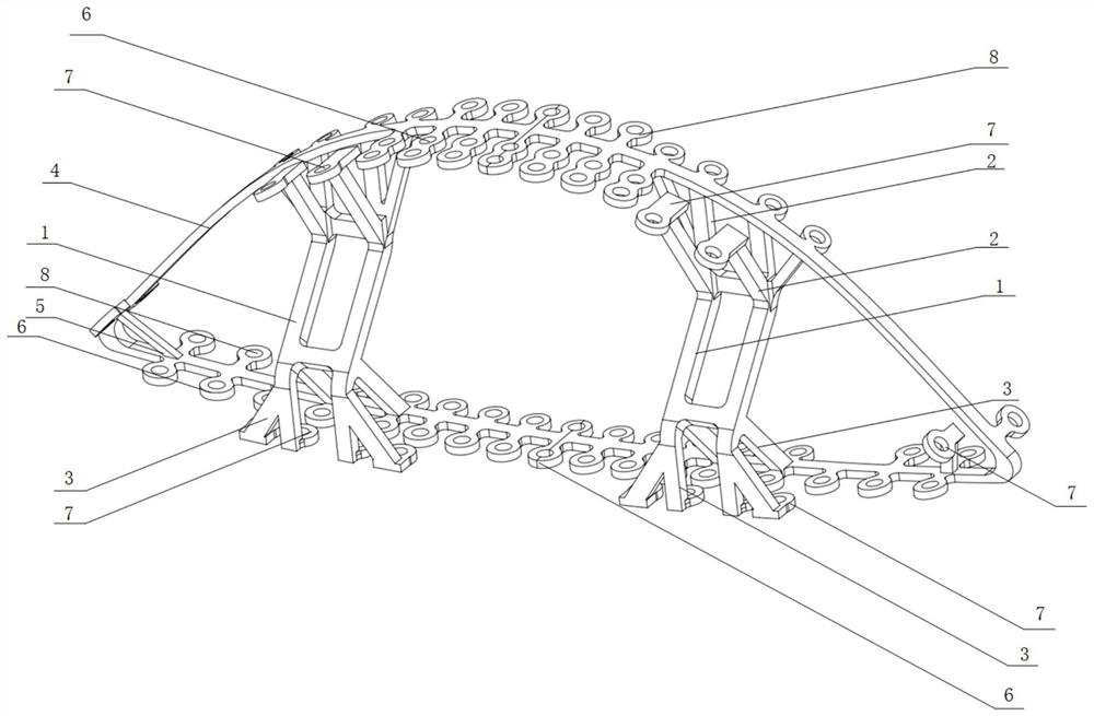 An independent arch with support for high and low temperature connection structure