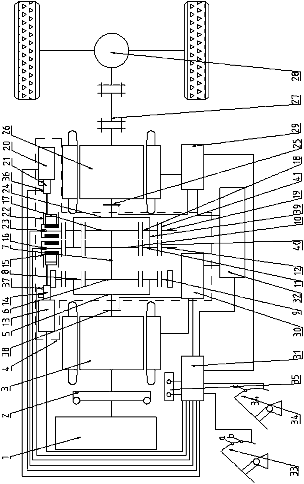 A dual-disc clutch hybrid powertrain suitable for new energy vehicles