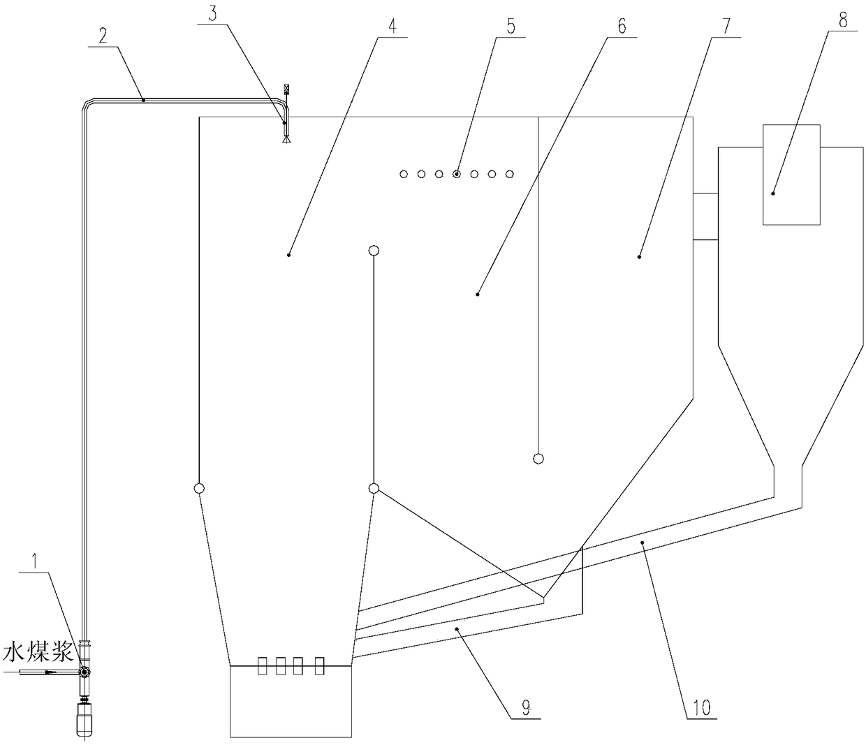 Coal-water slurry feeding device and boiler for multi-process circulating fluidized bed boiler