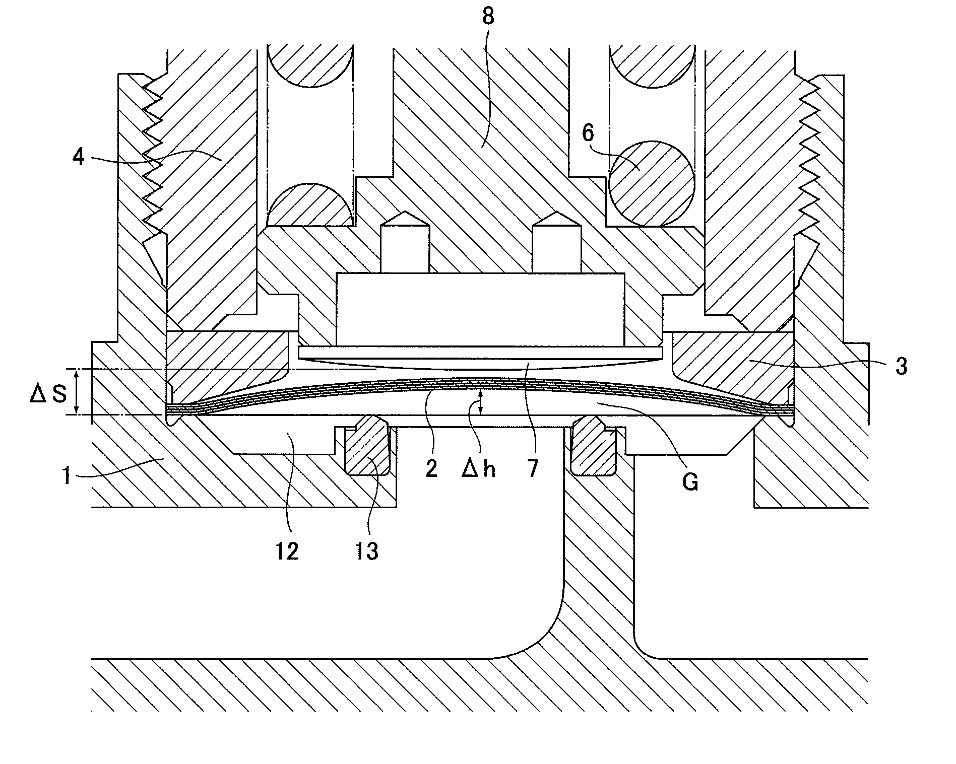 Direct touch type metal diaphragm valve