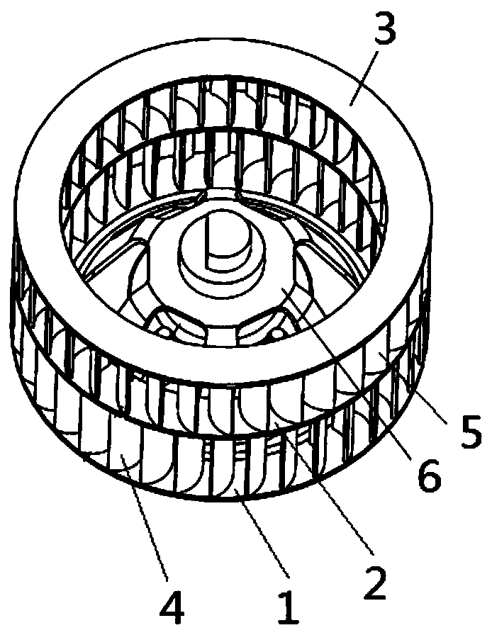 A kind of impeller of single-sided air-intake two-way multi-blade centrifugal fan