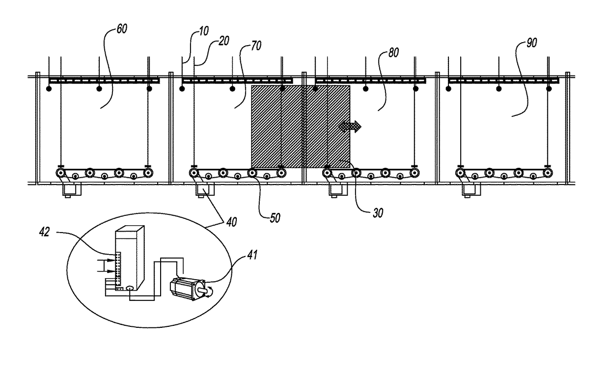 Method and device for stringing substrates together in coating systems