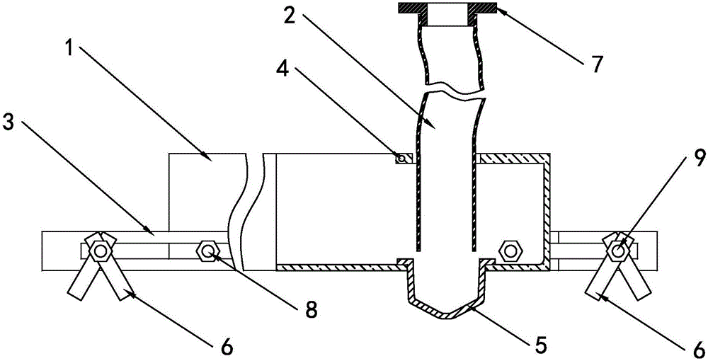 Flow guide buffering device for gypsum model vacuum grouting sizing agent