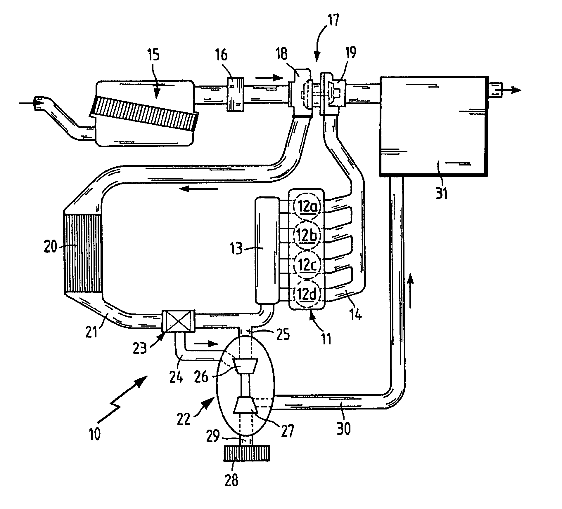 Internal combustion engine with secondary air injection system