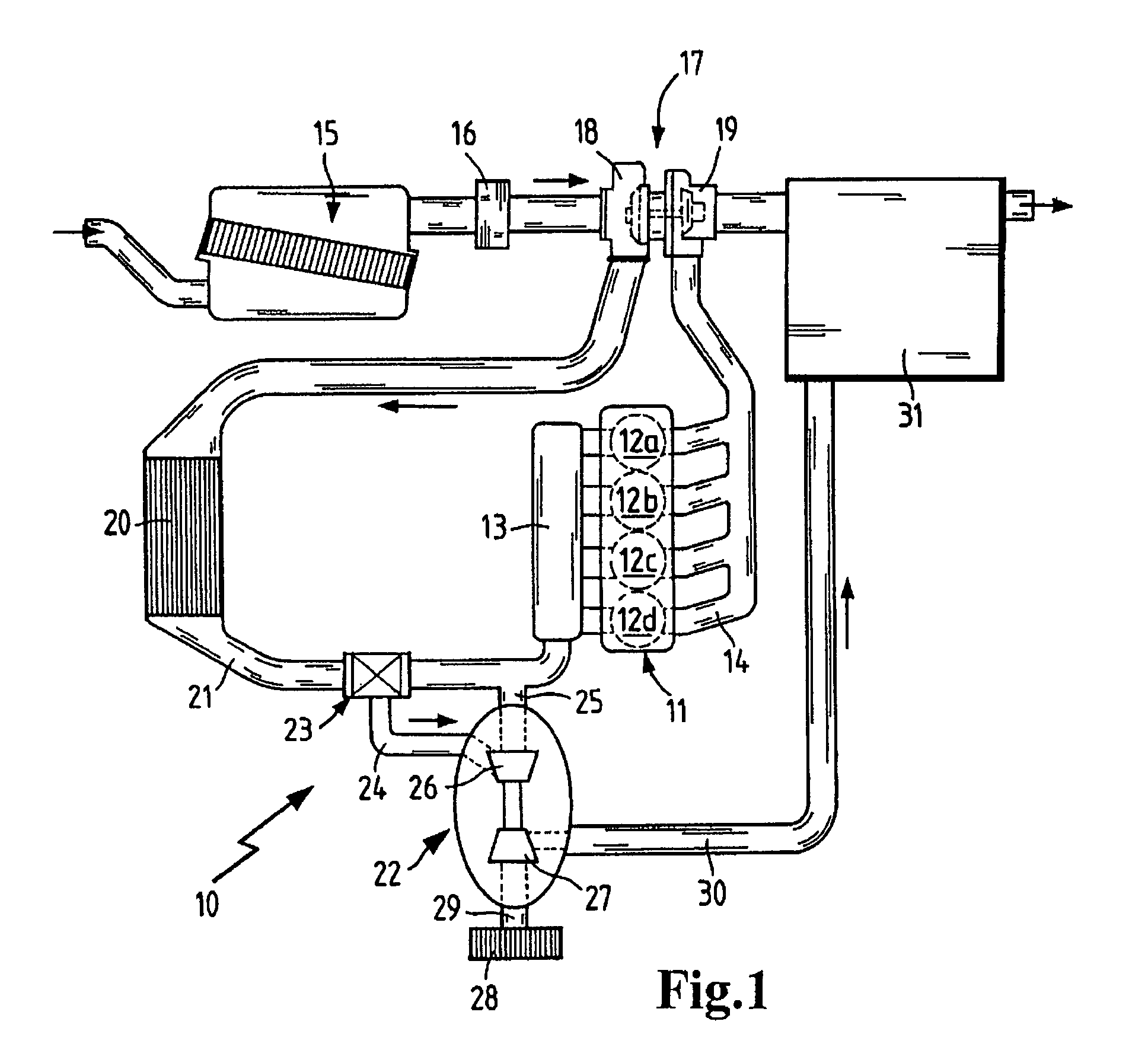 Internal combustion engine with secondary air injection system