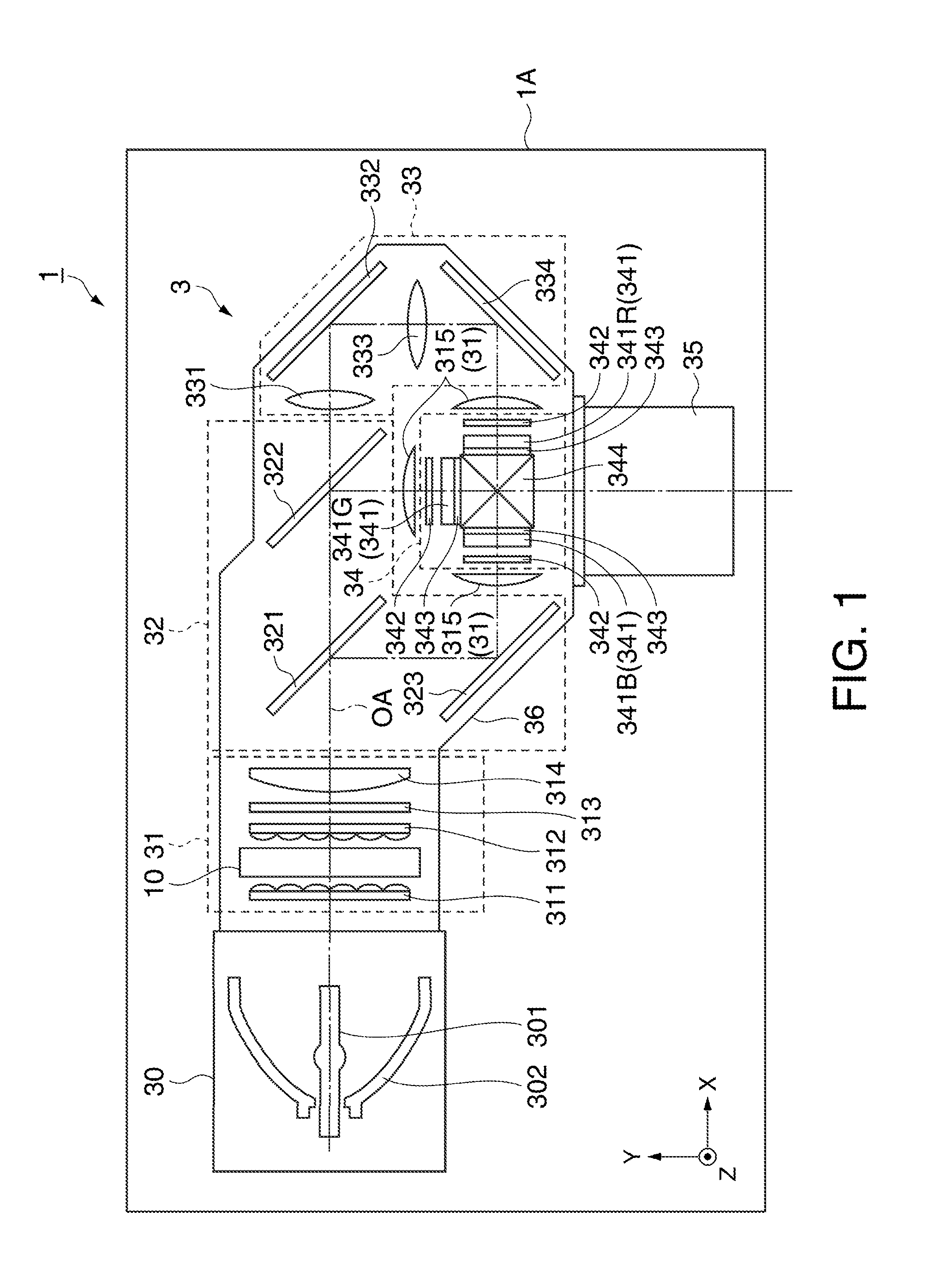 Light-adjusting unit and projector