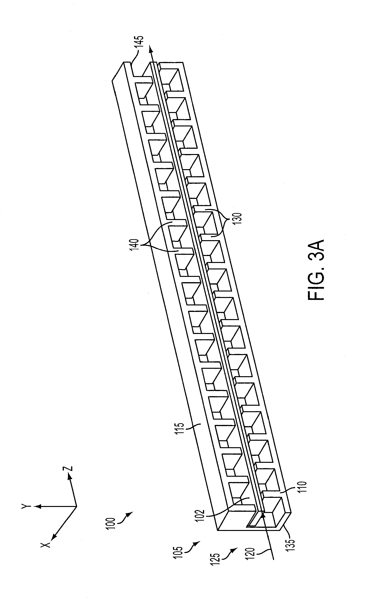 Slow wave structure having offset projections comprised of a metal-dielectric composite stack