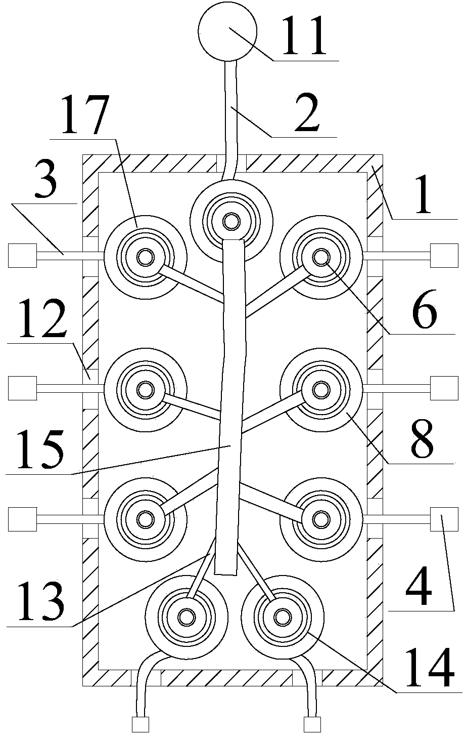 Wiring board with power source plug wire guide wheel